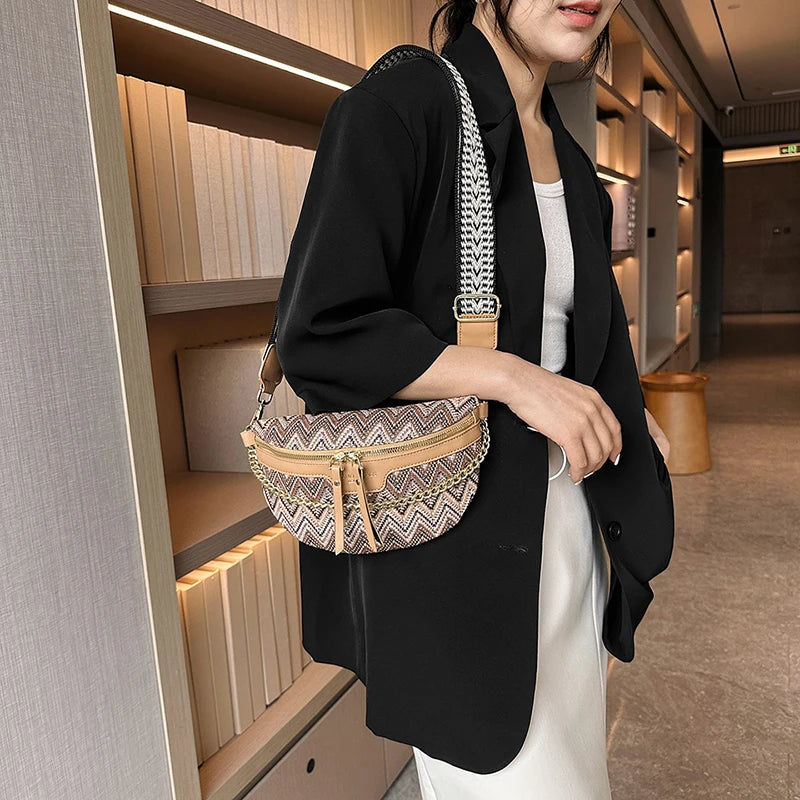 Sac banane en cuir ethnique boho plage