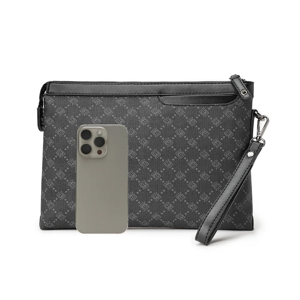 Petite pochette homme  luxe en plaid Noir-ShopGET® 