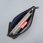 Pochette homme en cuir noir avec décoration plaid Noir-ShopGET® 