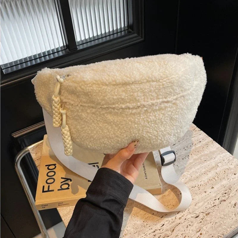 Grand sac banane velours pour femme