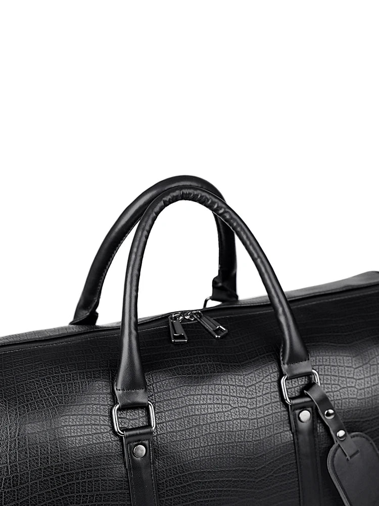 Sac weekend femme en cuir solide et premium Noir-ShopGET® 