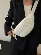 Sac banane velours côtelé rose femme