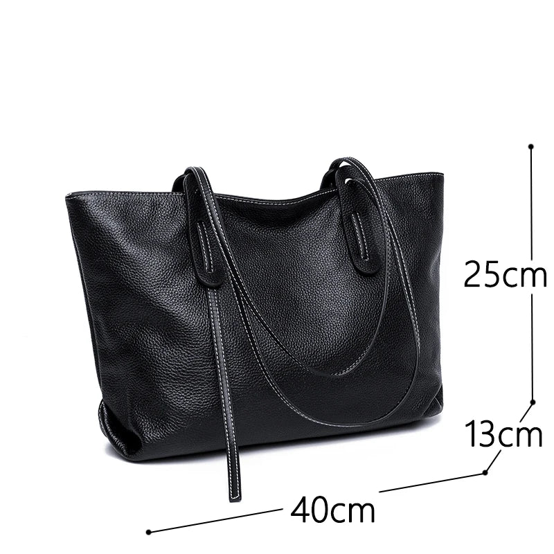 Sac cabas noir élégant en cuir Noir-Marron-Vert-ShopGET® 