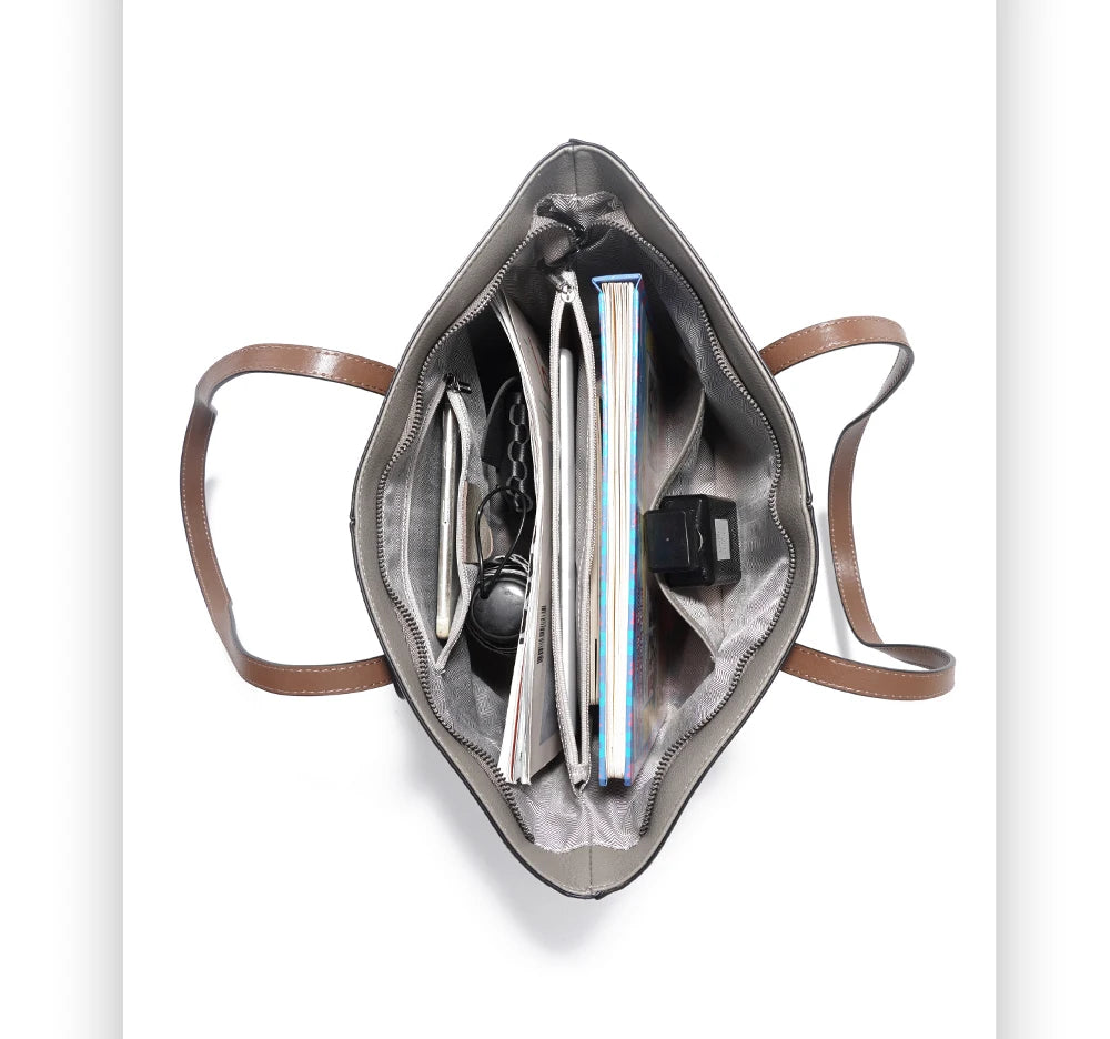 Sac cabas noir pour le travail - Elena Marron-Kaki-Gris-Bleu-Noir-ShopGET® 