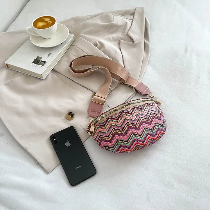 sac banane femme tendance à rayures ondulées