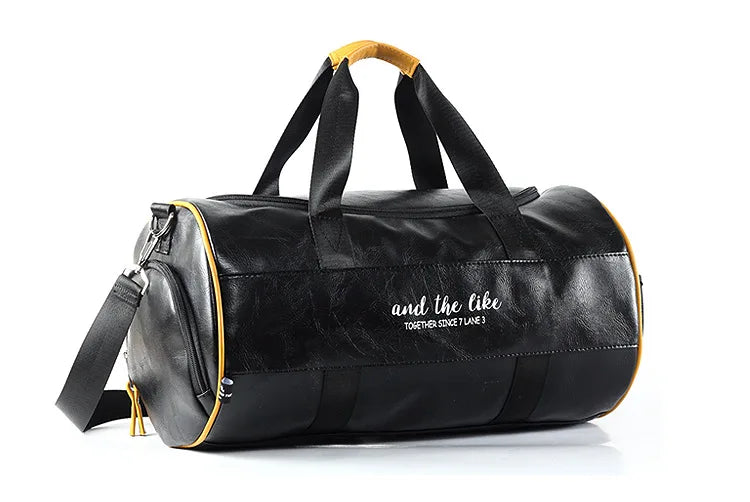 Sac polochon étanche en cuir Noir A-Noir B-Vert A-Noir Jaune-Vert B-ShopGET® 