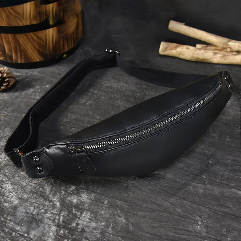Sac banane en cuir solide pour homme