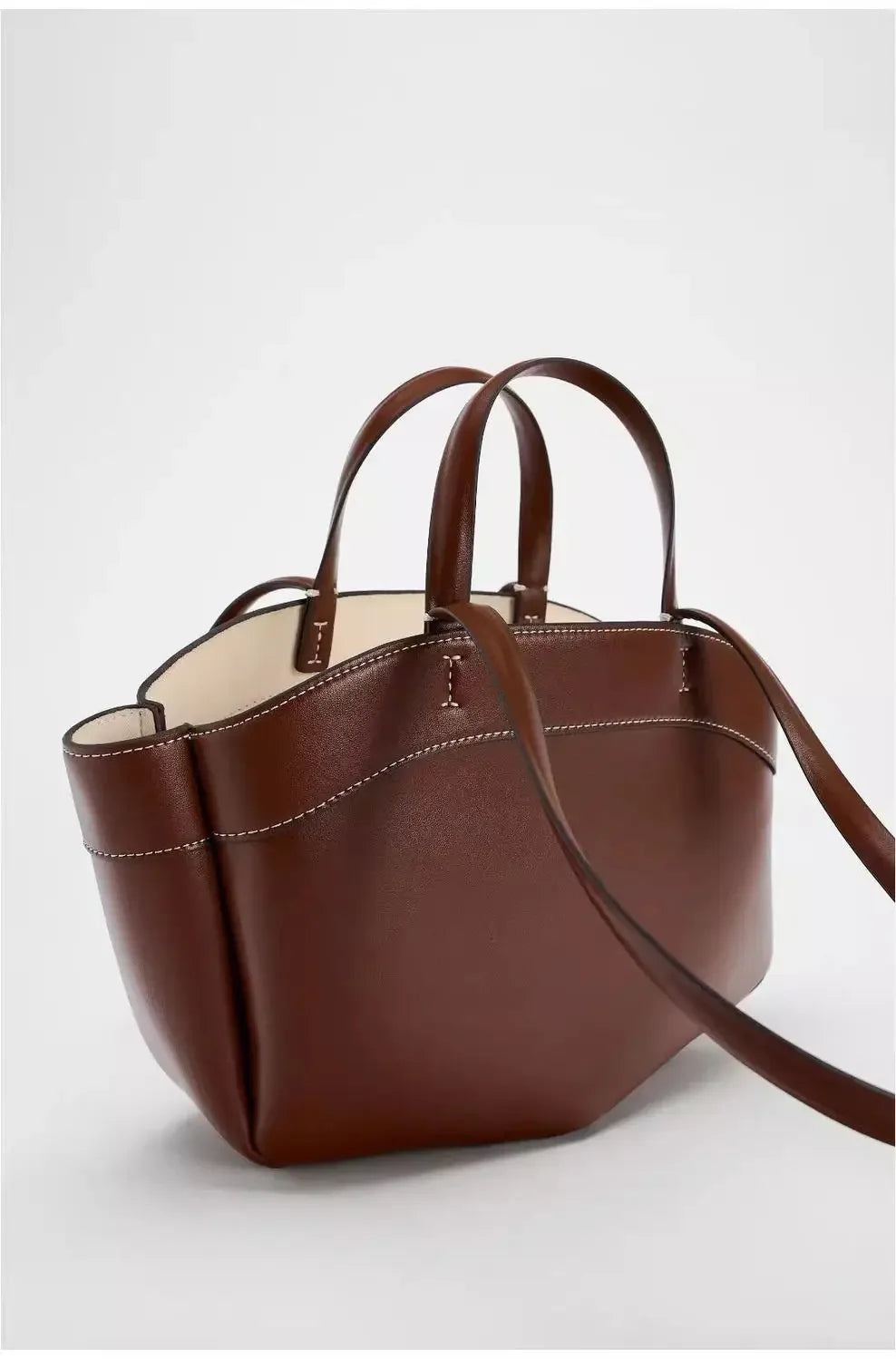 Mini sac cabas en cuir pour les femmes Magneta Couleur-Marron-Noir-ShopGET® 