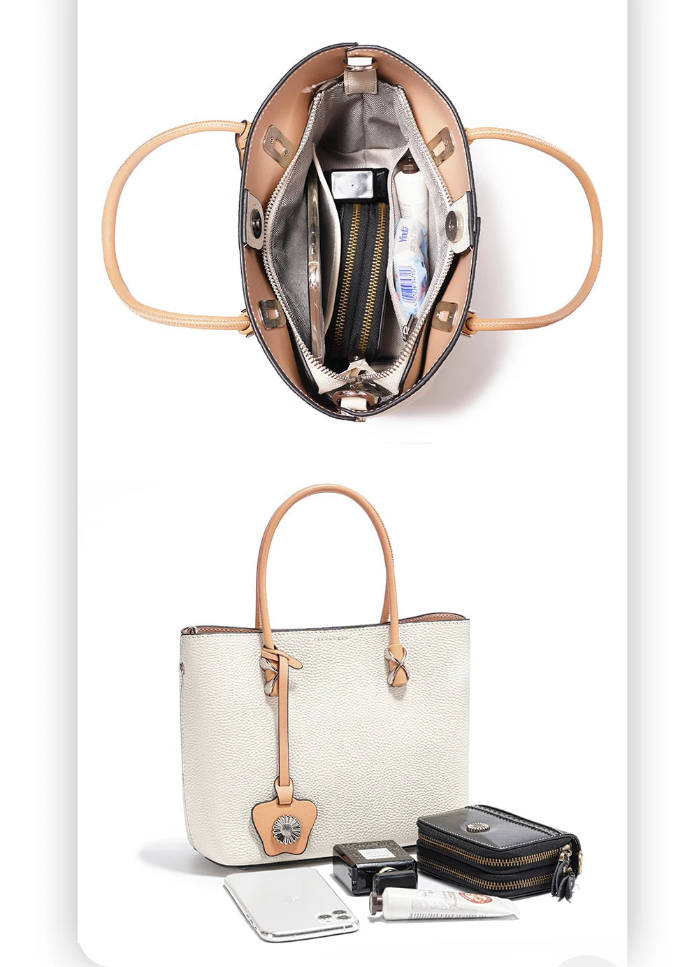 Sac cabas noir Zency Noir-Vert-Kaki-Apricot-Beige-ShopGET® 