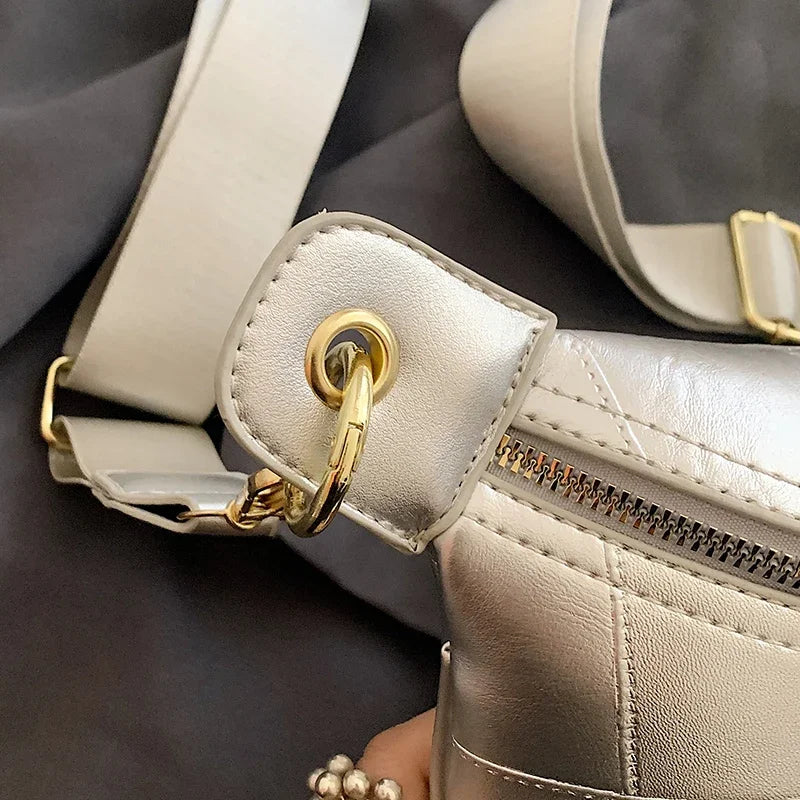 Sac banane en cuir argent femme