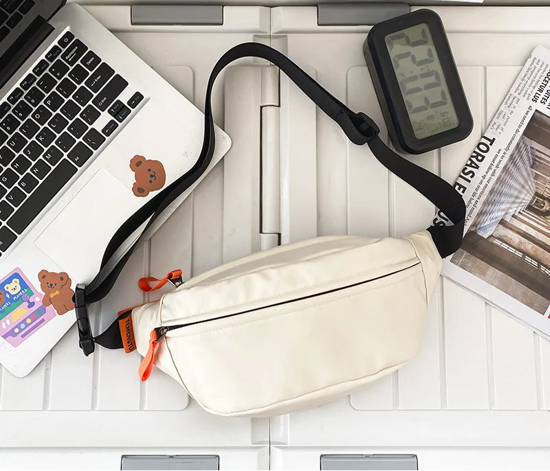 Sac banane blanc en tissu pour homme