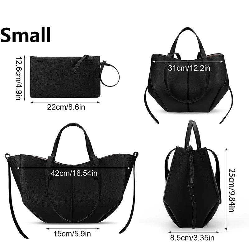 Sac cabas noir forme originale Marron Large-Noir Small-Marron Small-Noir Large-ShopGET® 