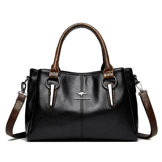 Sac cabas noir souple à bandoulière kangourou Noir-Gris-Jaune-Burgundy-Gris A-Burgundy A-Pourpre-Marron-ShopGET® 