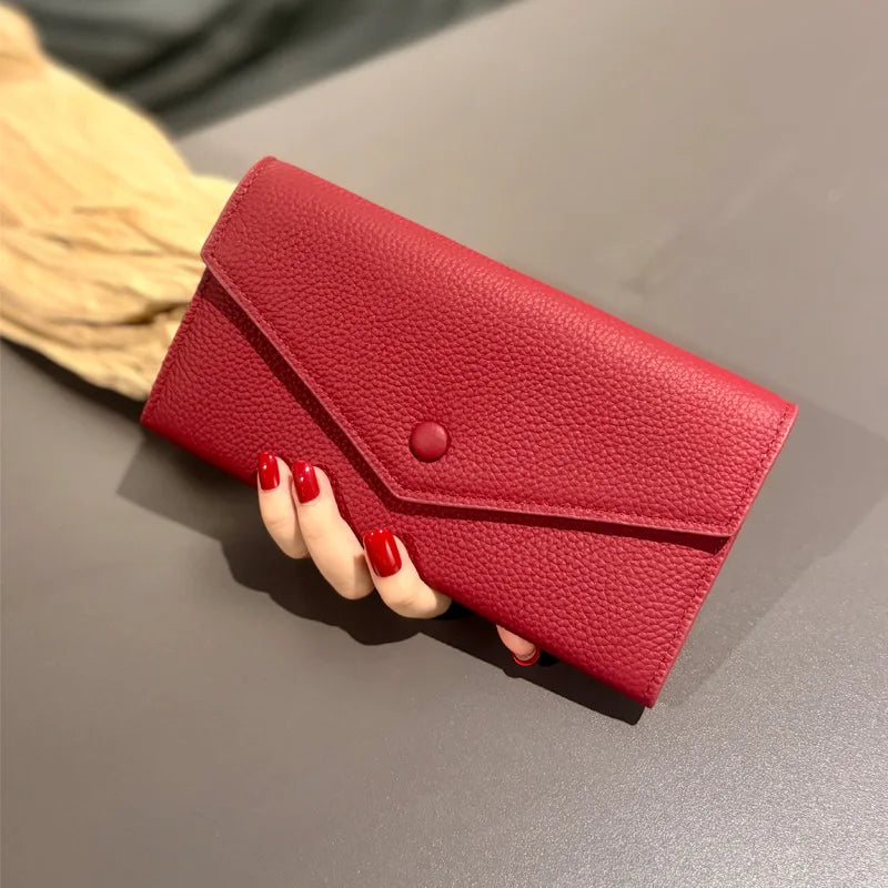 Pochette en cuir tendance pour femme Orange-Gris-Vert-Rose-Kaki-Jaune-Noir-Rouge-Pourpre-ShopGET® 