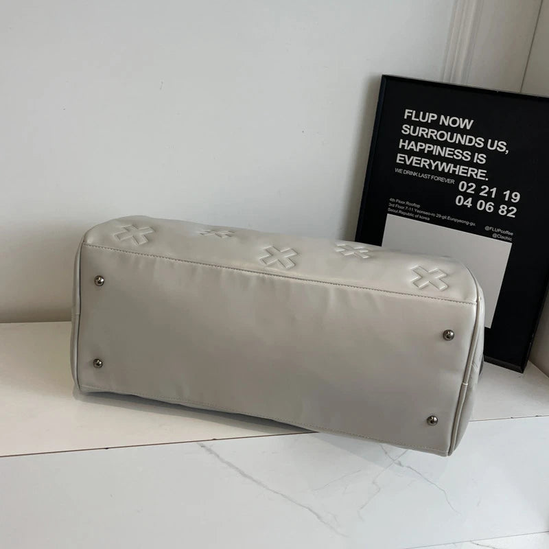 Sac weekend femme chocolat en PU cuir Marron-Beige-Noir-ShopGET® 