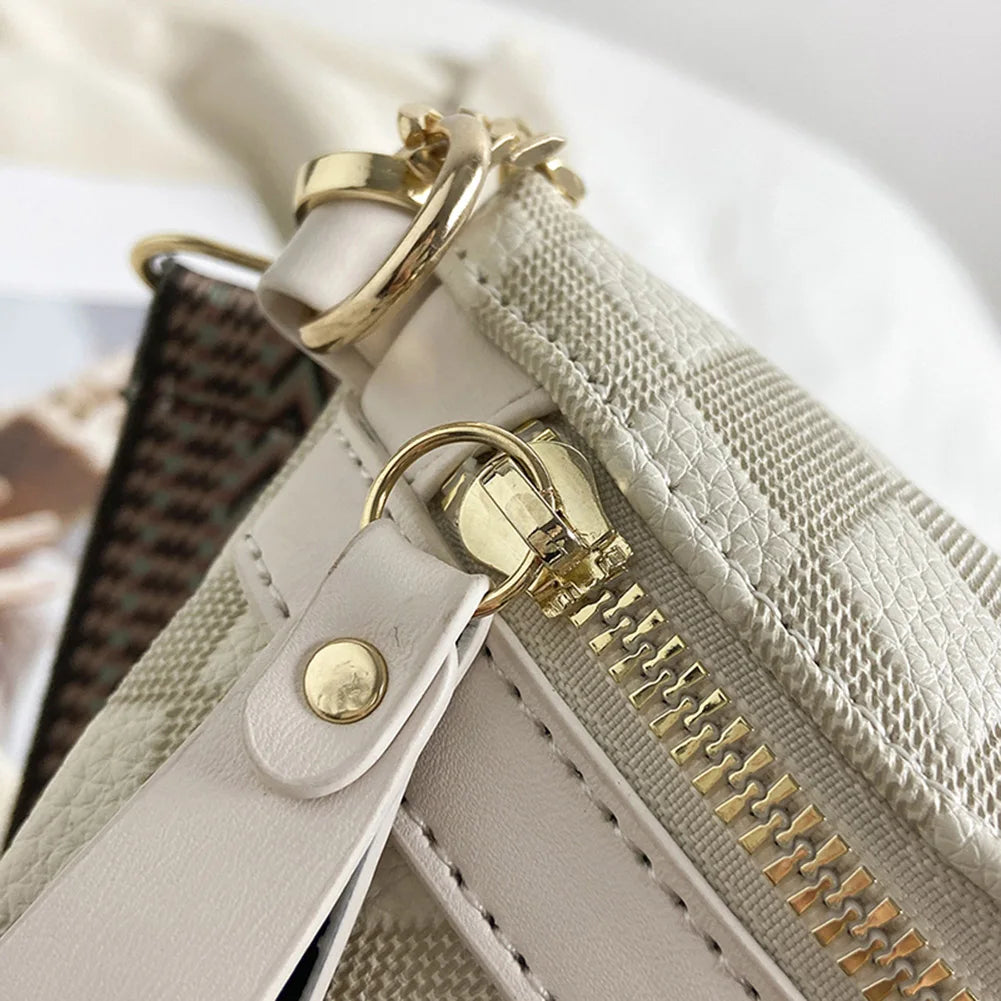 Sac banane femme chic vert à décor plaid