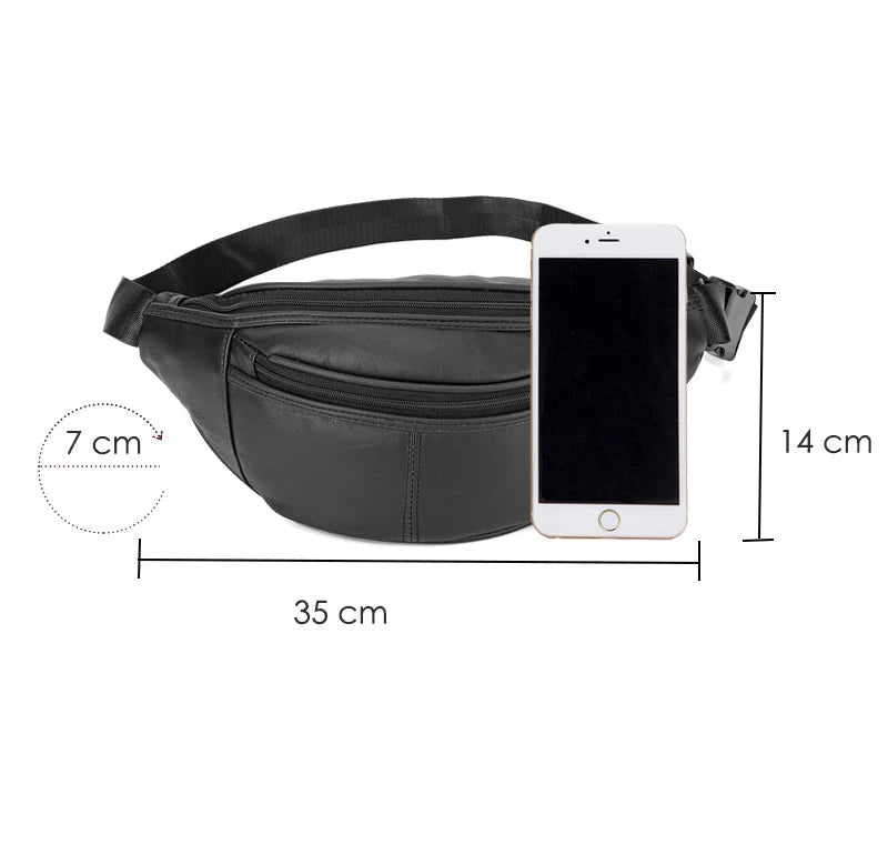 Sac banane en cuir multipoche homme