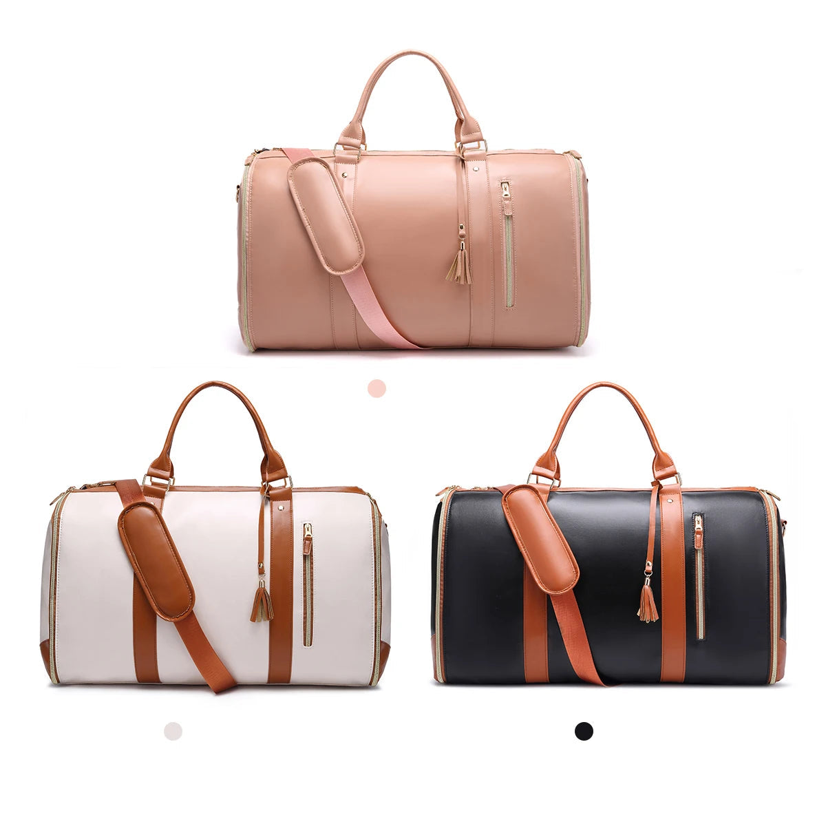 Sac weekend homme de luxe tendance Noir-Blanc-Rose-ShopGET® 