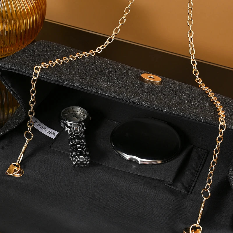 Pochette femme luxe de soirée Blanc-Dorée-Noir-Argent-ShopGET® 