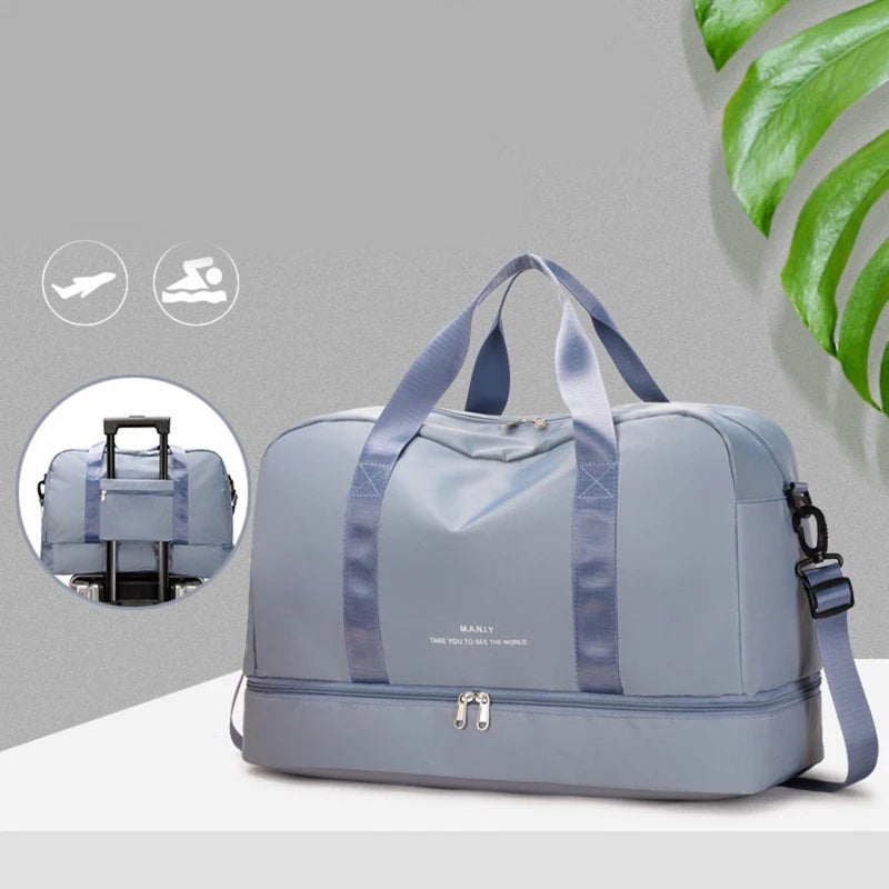 Sac weekend femme pas cher avec bandoulière Vert-Noir-ShopGET® 