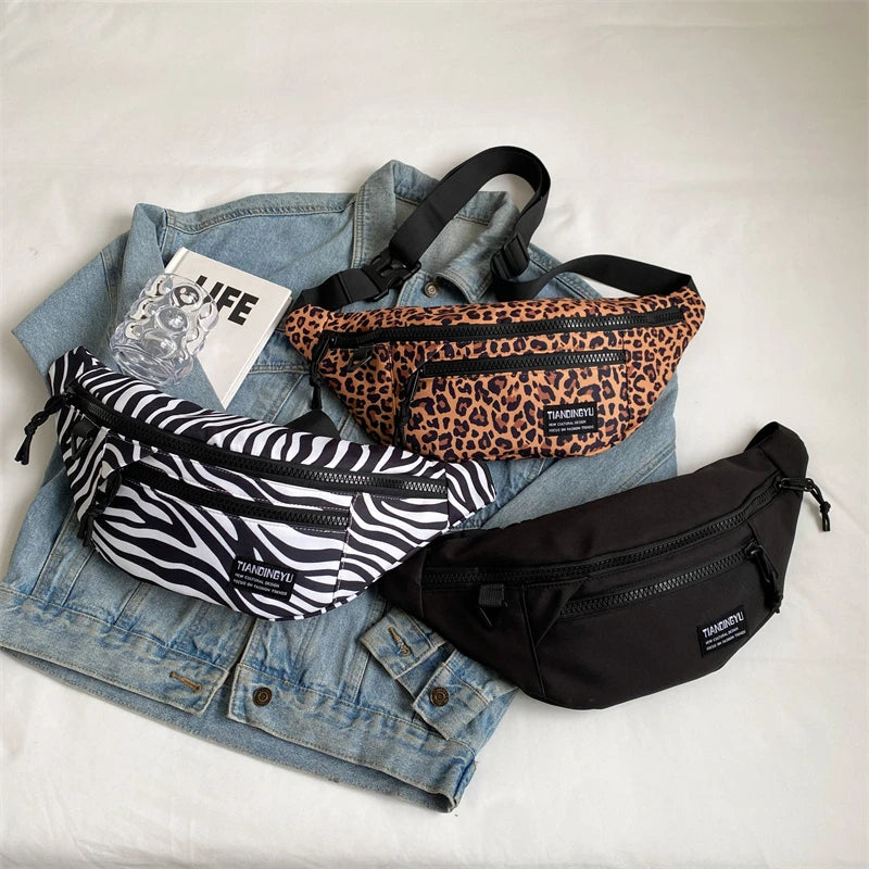 Sac banane léopard anti-vol en toile