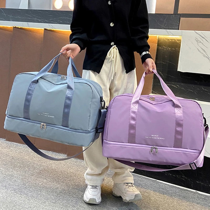 Sac weekend femme pas cher avec bandoulière Vert-Noir-ShopGET® 