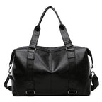 Sac weekend femme business en PU cuir Marron-Noir-ShopGET® 