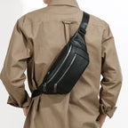 Sac banane cuir noir pour homme