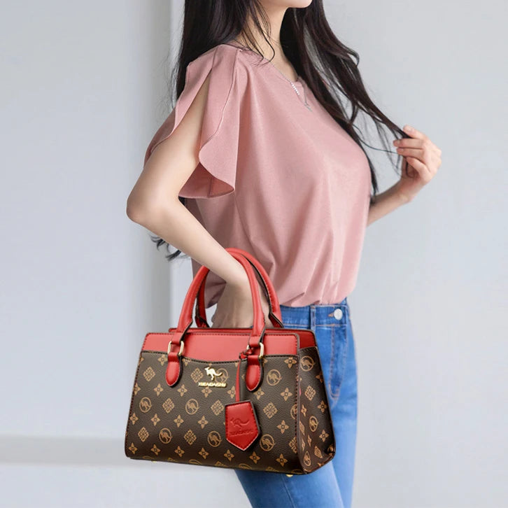 Sac cabas cuir tendance pour femme Marron-Rouge-Jaune-Apricot-ShopGET® 