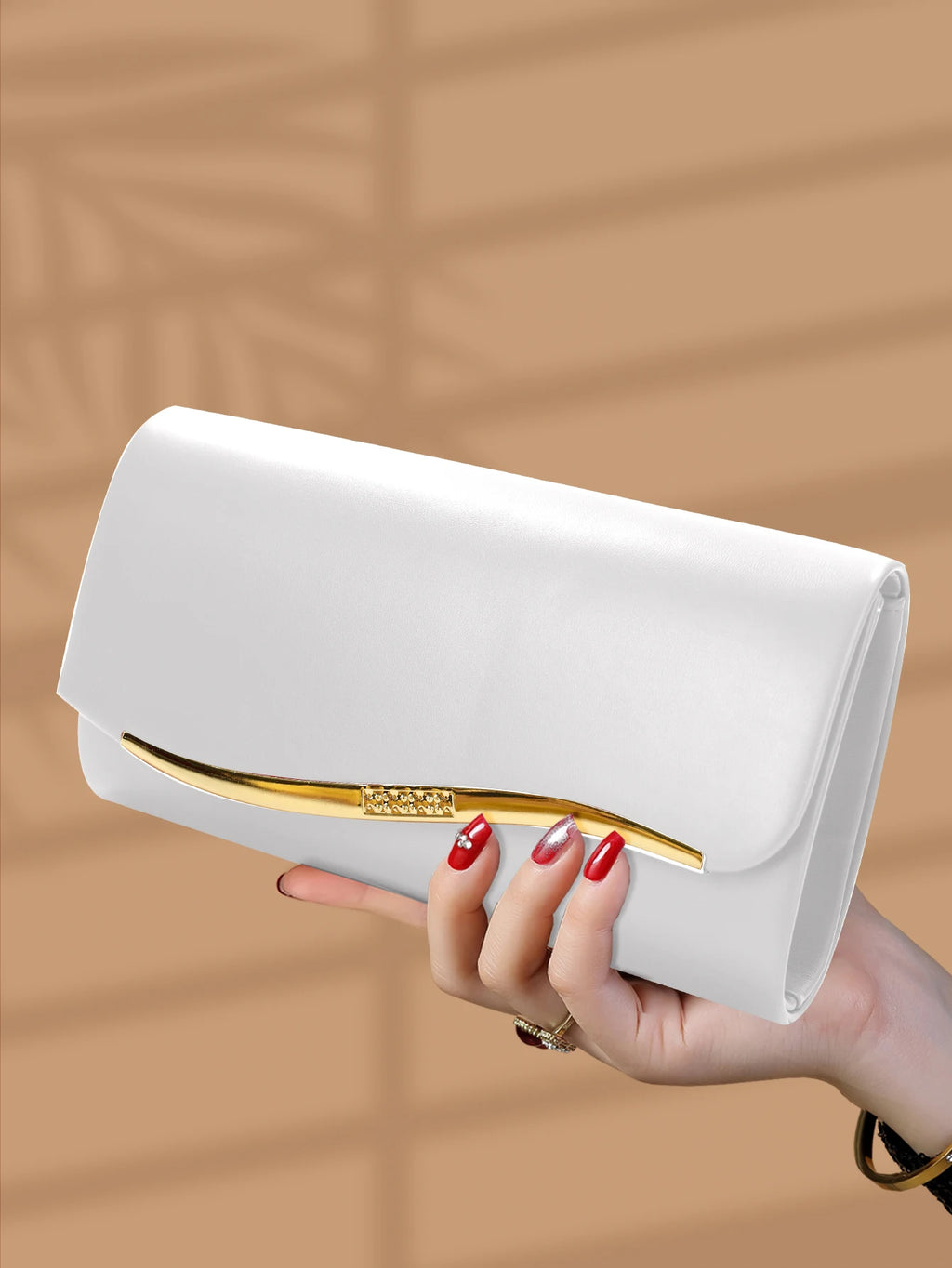 Pochette femme de luxe Blanc-Noir-Rouge-ShopGET® 