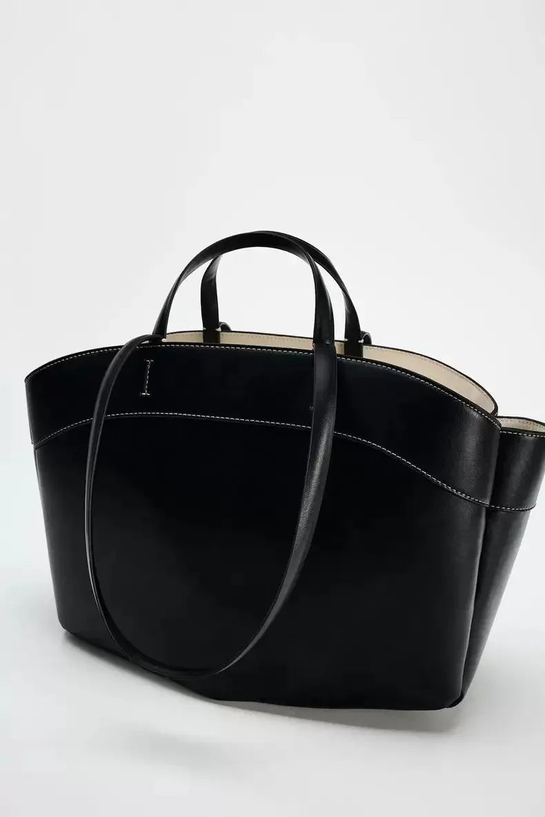 Mini sac cabas en cuir pour les femmes Magneta Couleur-Marron-Noir-ShopGET® 