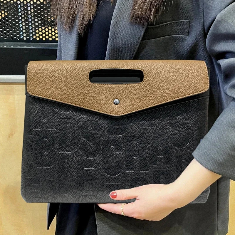 Grande pochette femme à bandoulière Marron-Noir-ShopGET® 