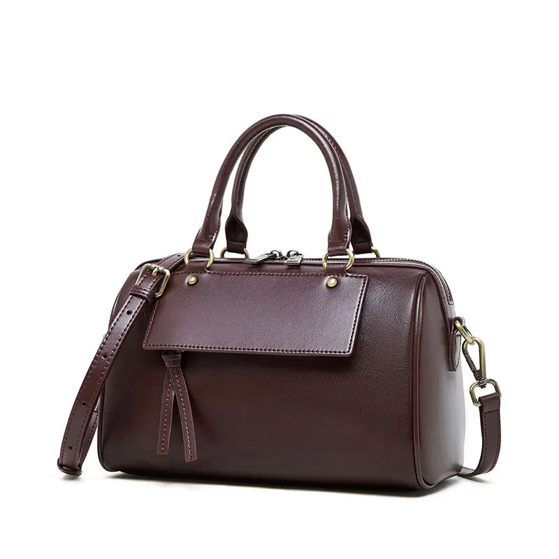 Sac cabas noir Genuine Leather Marron A-Marron B-Marron C-Gris-Noir-ShopGET® 