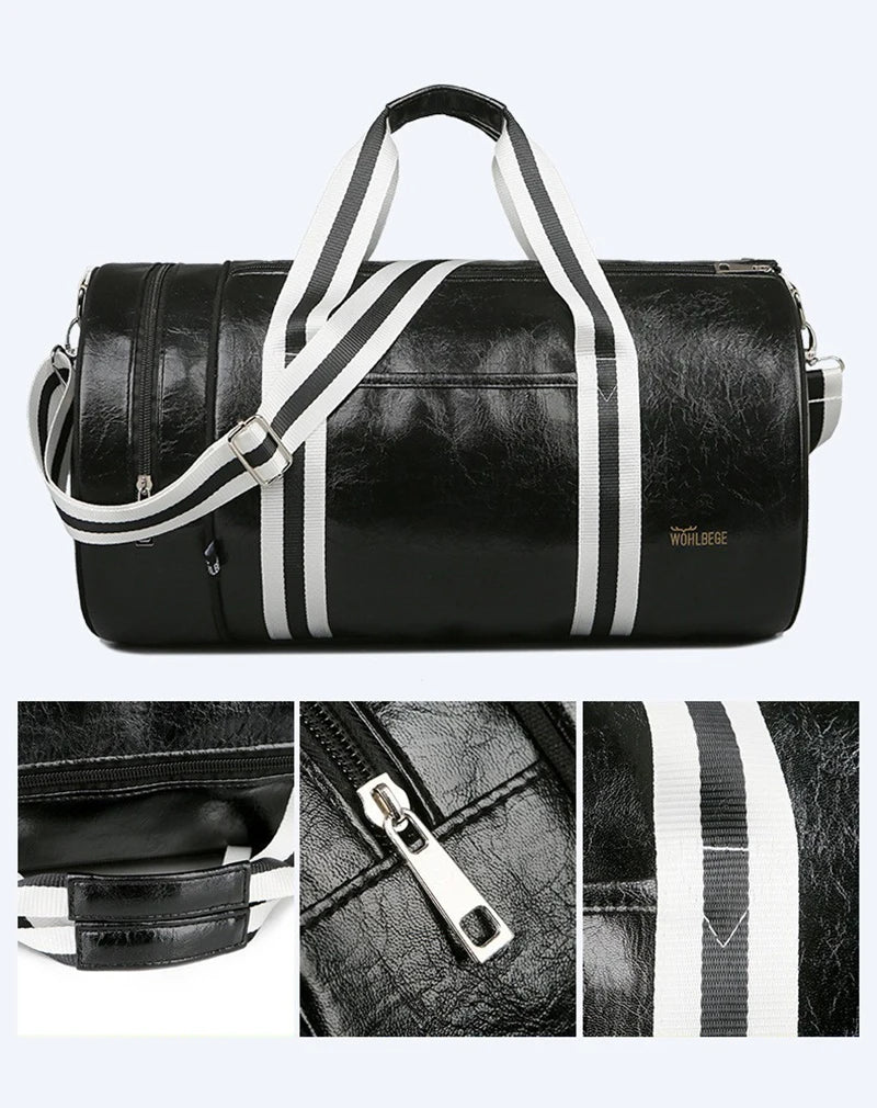 Sac polochon homme de luxe Noir-Rouge-ShopGET® 