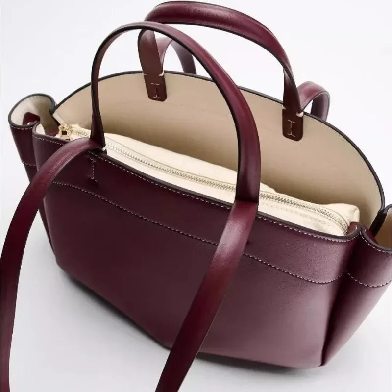 Mini sac cabas en cuir pour les femmes Magneta Couleur-Marron-Noir-ShopGET® 
