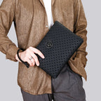Pochette homme tigre en cuir Noir / 18cm x 23cm x 3cm-Noir / 15cm x 23cm x 3cm-ShopGET® 