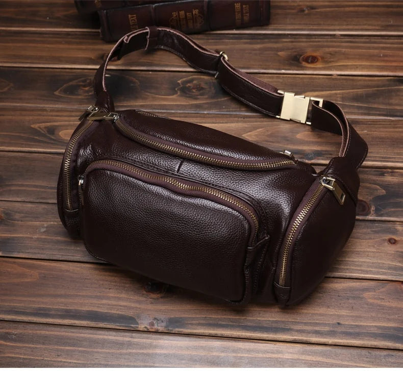 Sac banane homme militaire en cuir de qualité