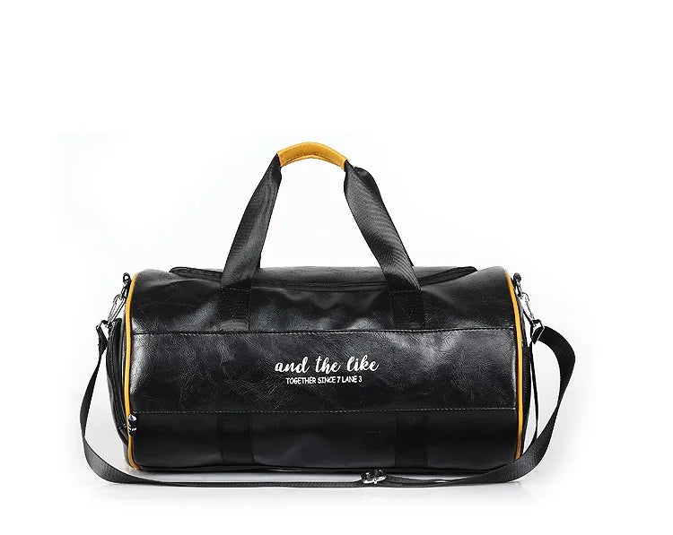 Sac polochon étanche en cuir Noir A-Noir B-Vert A-Noir Jaune-Vert B-ShopGET® 