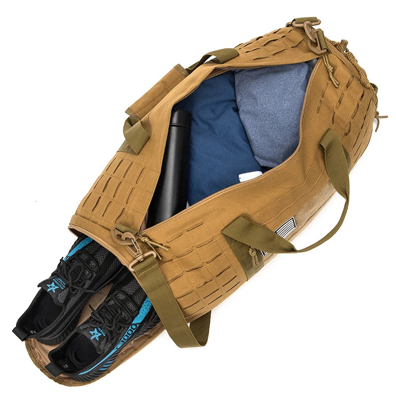 Sac weekend homme tactique Marron-Vert-Noir-ShopGET® 