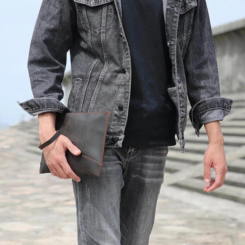 Pochette homme vintage cuir marron A-B-C-ShopGET® 