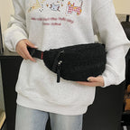 Sac banane velours côtelé rose femme