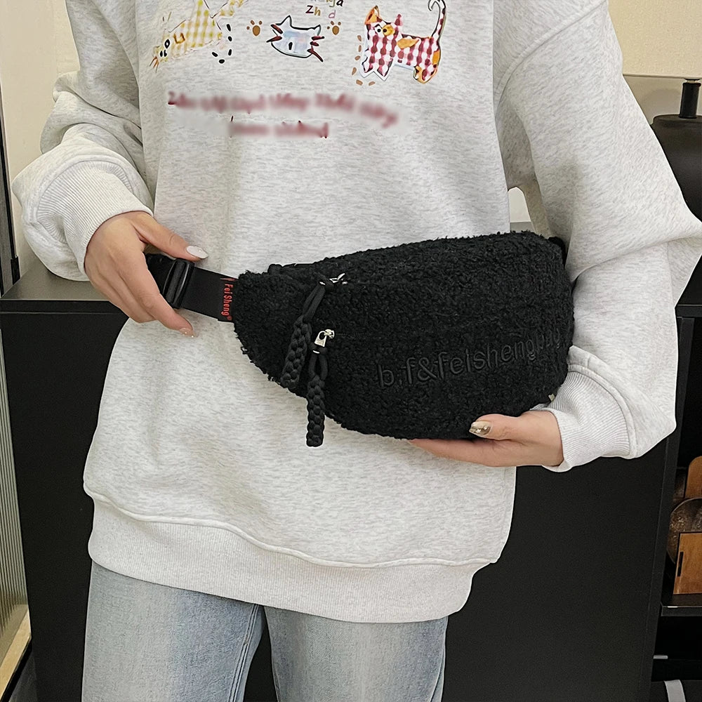 Sac banane velours côtelé rose femme