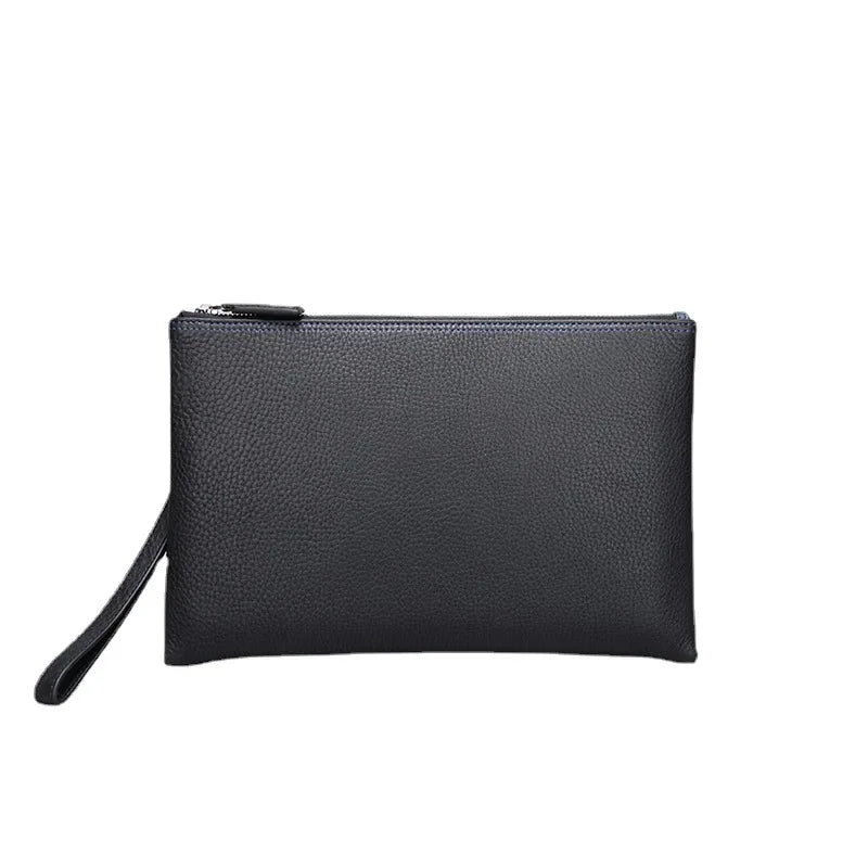 Pochette homme simple en cuir de vache Noir-ShopGET® 