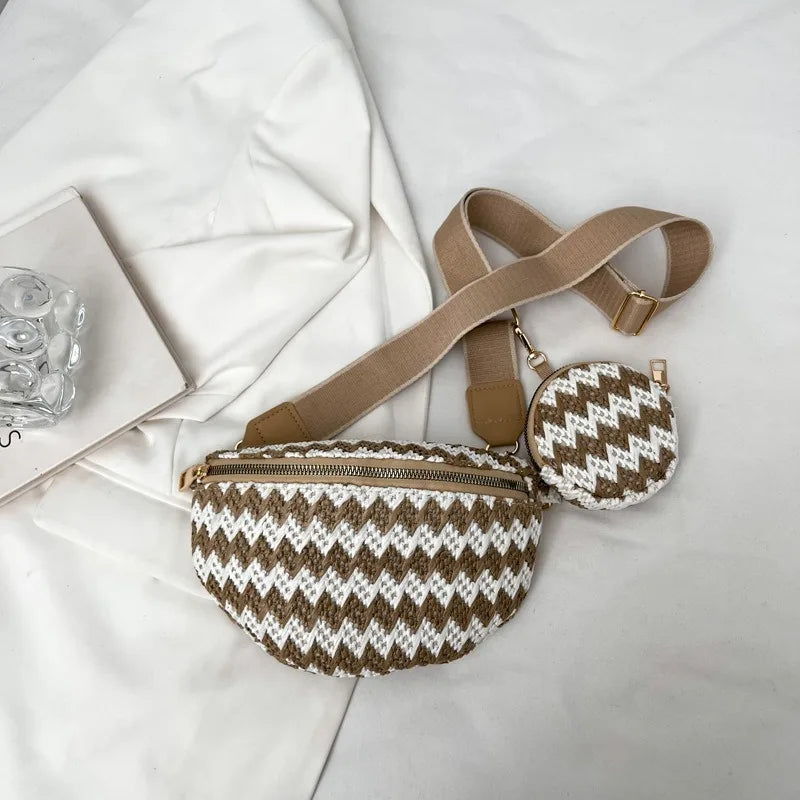 sac banane femme tendance tressé en paille