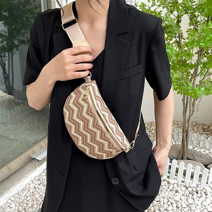 sac banane femme tendance à rayures ondulées