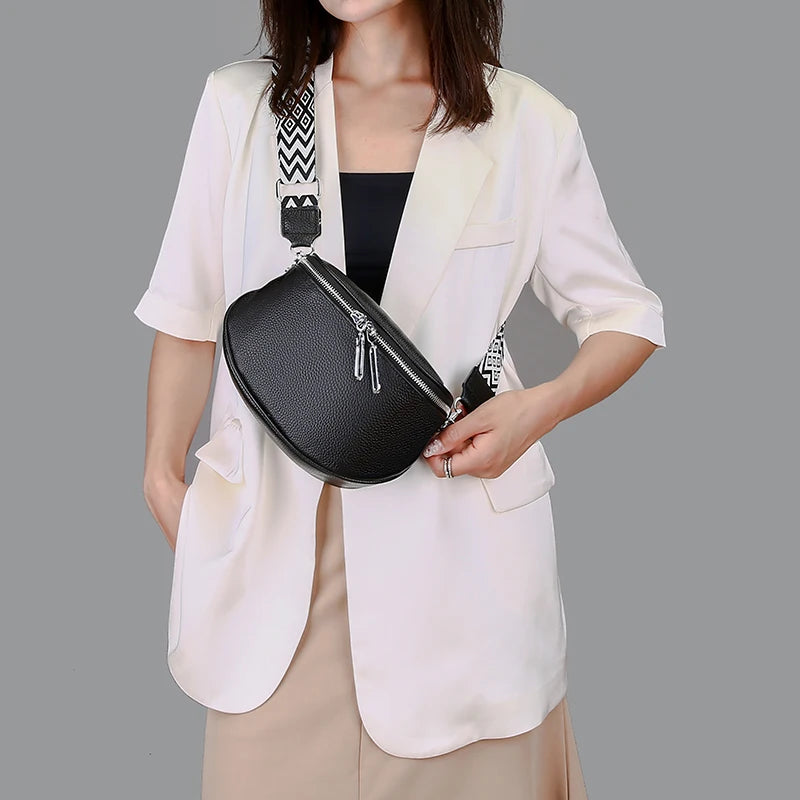 Sac banane femme chic à bandoulière en cuir de vache