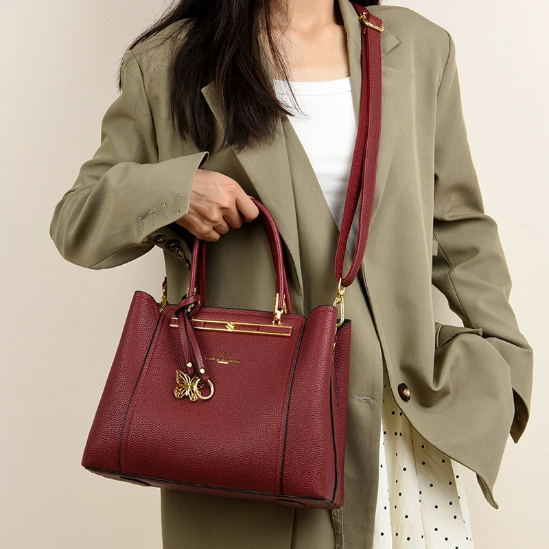 Sac cabas en cuir noir Rouge-Noir-Beige-Kaki-ShopGET® 