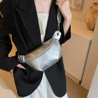 Sac banane en cuir argent femme