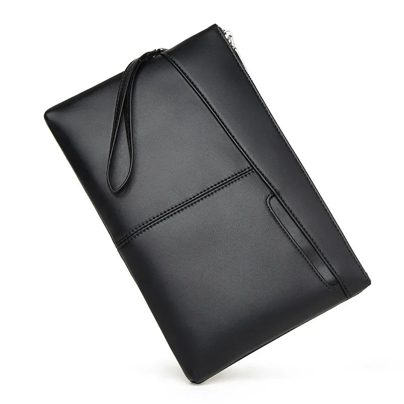 Pochette homme cuir noir Noir-ShopGET® 