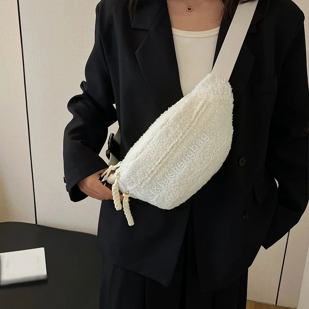 Sac banane velours côtelé rose femme